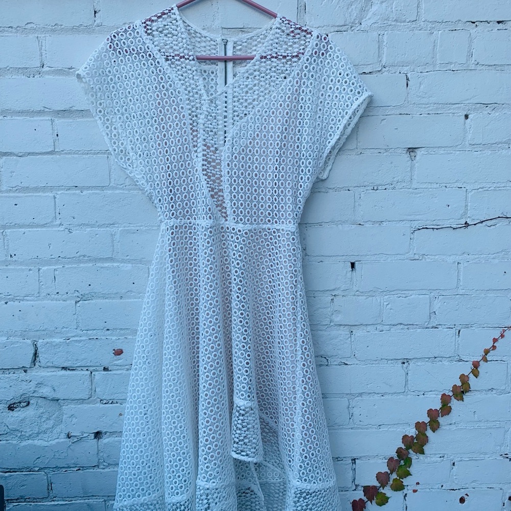 Keepsake The Label White Asymmetrical Eyelet Dress - Picture 4 of 16